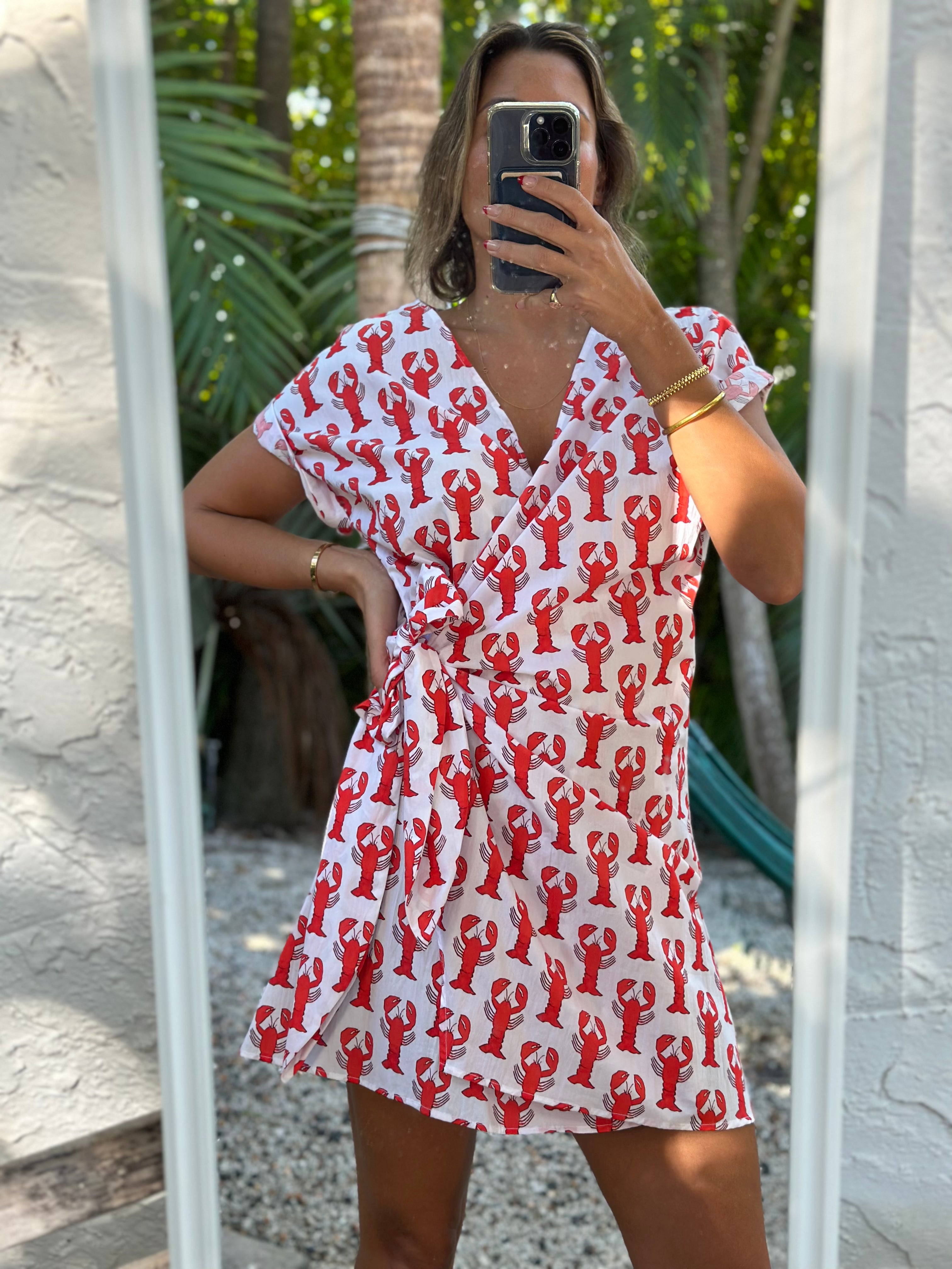 Michi Tre Wrap Dress Lobster